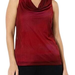 Colleen Lopez Women's Printed Mesh Cowl Neck Tank Red - 2X